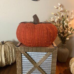 Fall Rustic Burnt Orange Yarn Pumpkin Decor